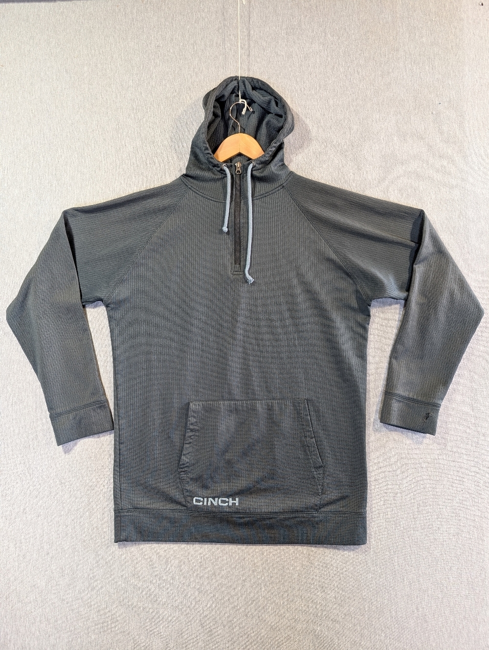 Cinch Pullover Hoodie Men's XL Gray Fleece Lined 1/4 Zip